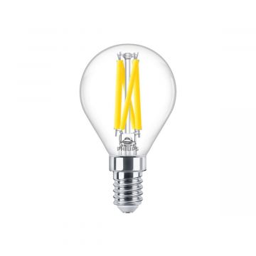 Philips E14 LED-lichtbron Clear | P45, 806 lumen, dimbaar 2200–2700K. Helder glas en Dim to Warm-functie voor gezellige verlichting.