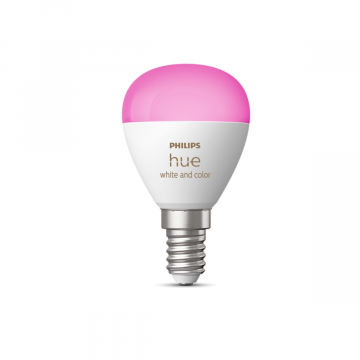 Dimbare Philips Hue E14 kogellamp | White & Color, 470 lumen, slimme LED-lamp voor kleine armaturen, spots en tafellampen.