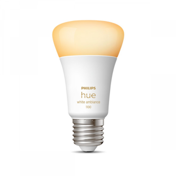 Philips Hue E27 LED-lamp White Ambiance, dimbaar, 1055 lumen, warm tot koel wit licht. Slimme verlichting voor woonkamer, slaapkamer of hal.